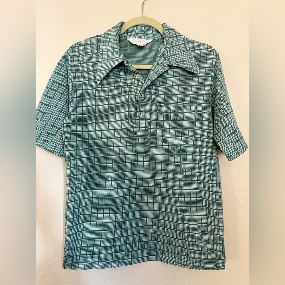 Jantzen vintage 70s 3/4 button shirt with exaggerated collar